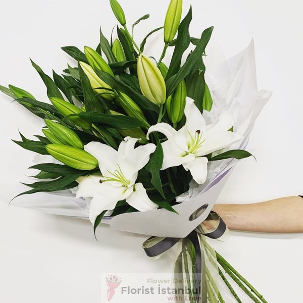 20 White Lilies Bouquet