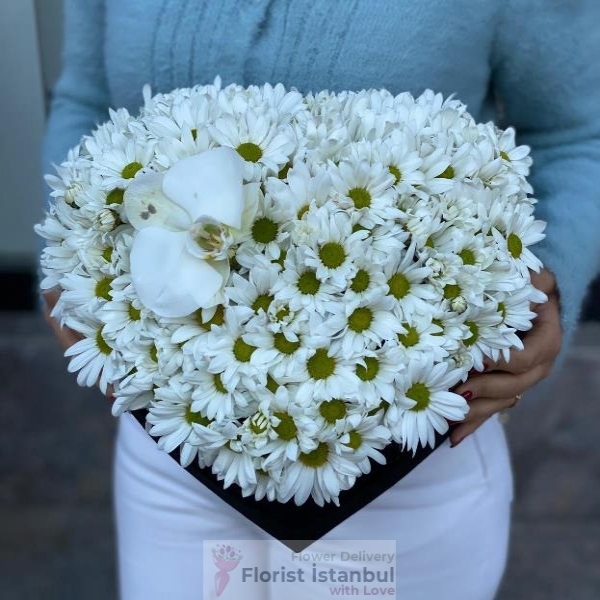 Daisies in a Heart Box Resim 1