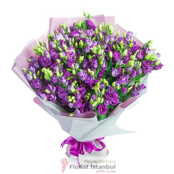 Purple Lisianthus Bouquet Resim 1