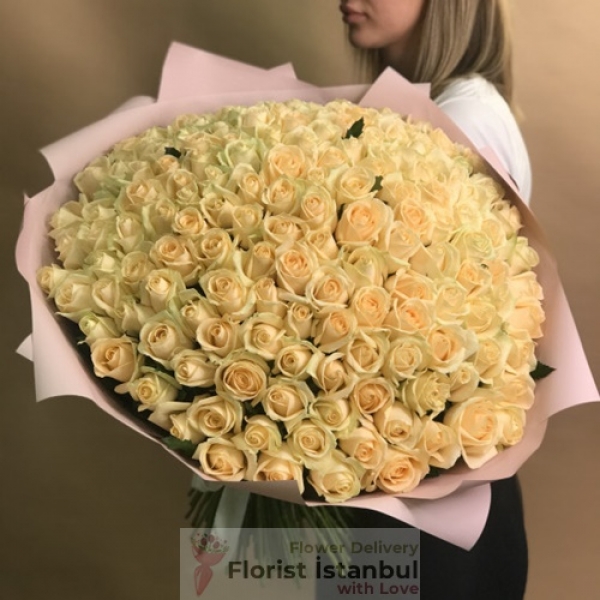 Salmon Rose Bouquet 150 Roses Resim 1