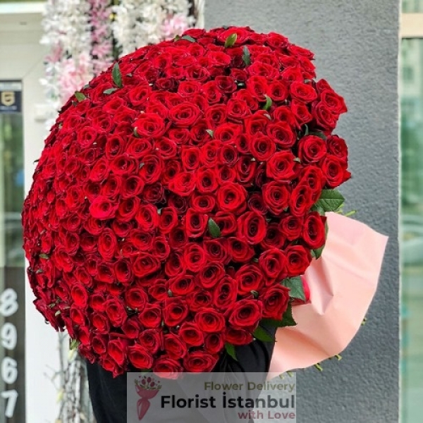 200 Red Roses Bouquet Resim 1