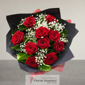  İstanbul Blumen Blumenstrauß aus 10 roten Rosen