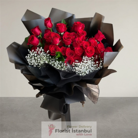  İstanbul Blumen Blumenstrauß aus 35 roten Rosen